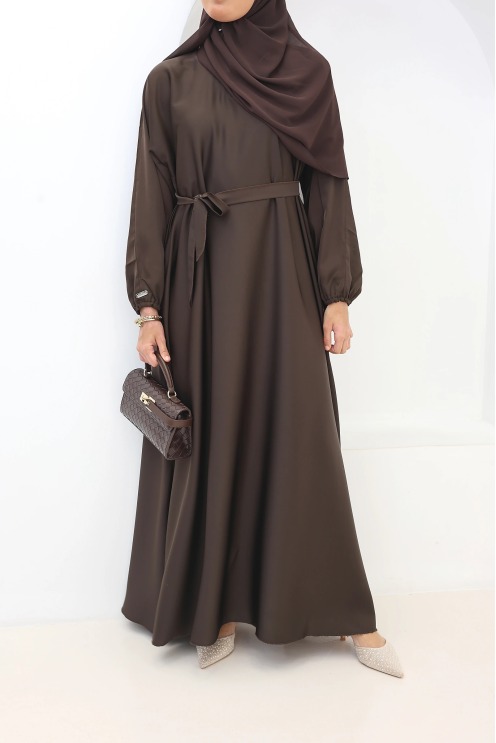 Salma Satin Dubai Abaya Chocolate | Neyssa
