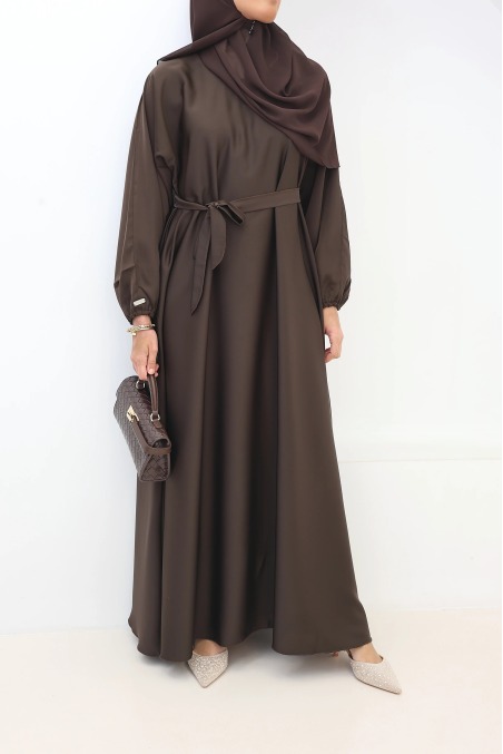 Salma Satin Dubai Abaya Chocolate | Neyssa