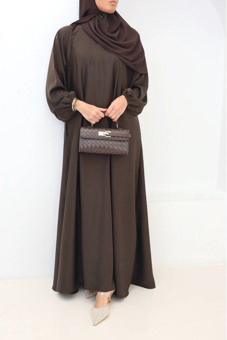 Salma Satin Dubai Abaya Chocolate | Neyssa