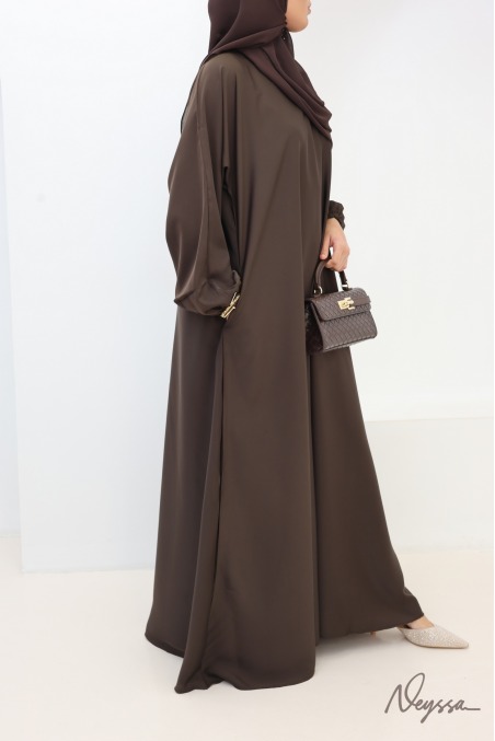 Abaya Dubaï satin Salma Chocolat | Neyssa