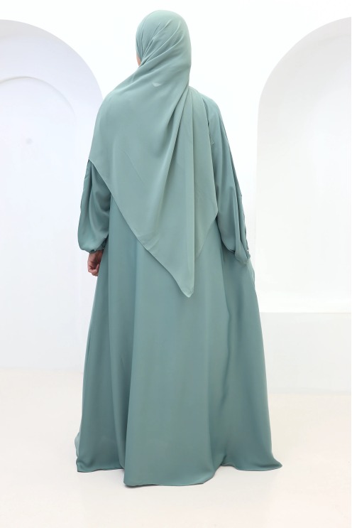 Abaya Dubaï satin Salma Vert menthe | Neyssa