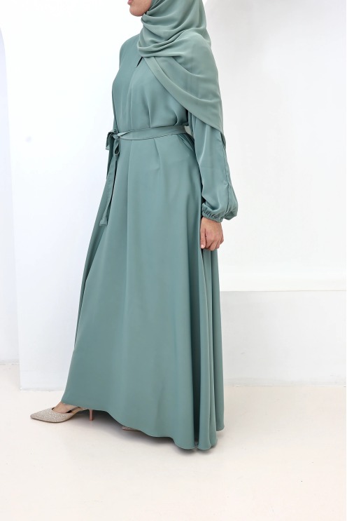 Abaya Dubaï satin Salma Vert menthe | Neyssa