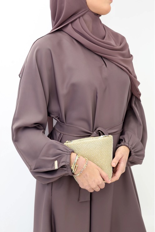 Salma Satin Dubai Abaya Rosy Brown | Neyssa