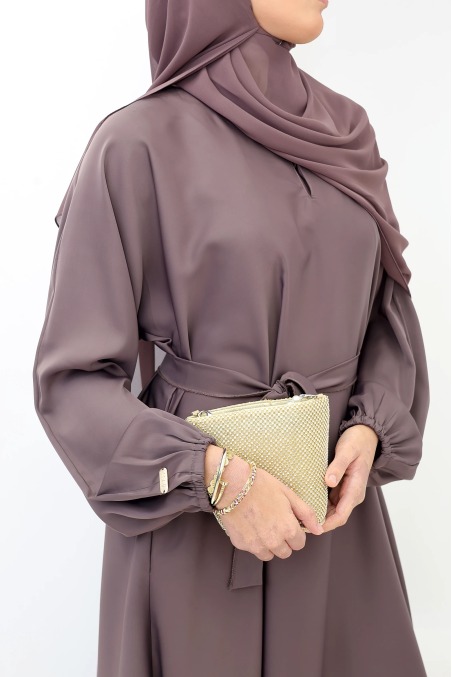 Salma Satin Dubai Abaya Rosy Brown | Neyssa