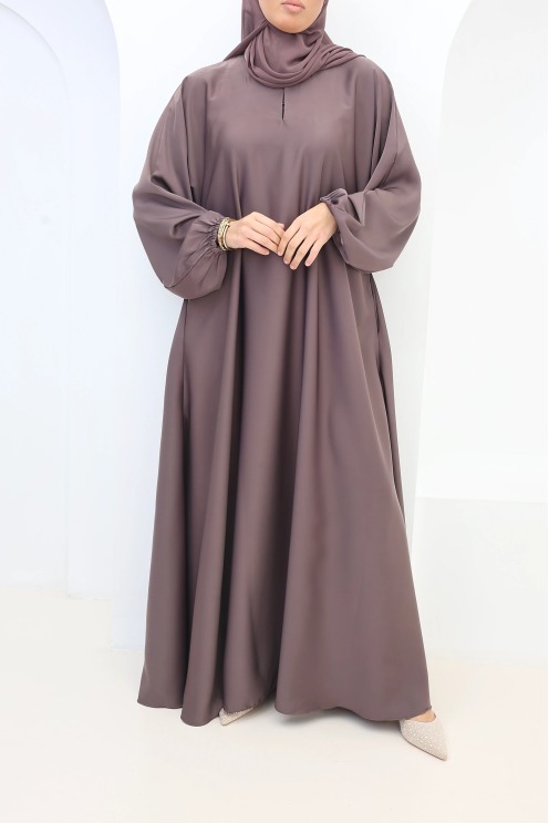 Abaya Dubaï satin Salma Rosy Brown | Neyssa