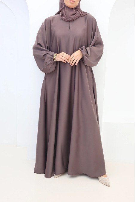 Satin Dubai Abaya Salma Rosy Brown | Neyssa