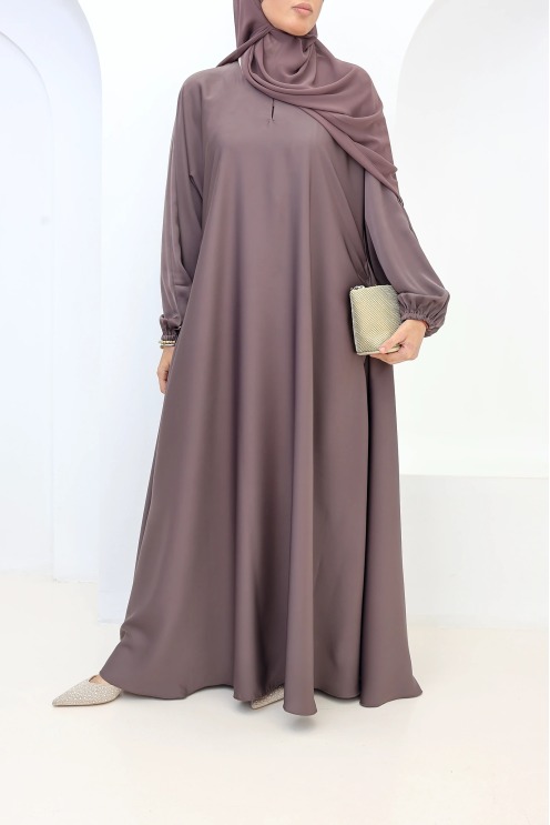 Salma Satin Dubai Abaya Rosy Brown | Neyssa