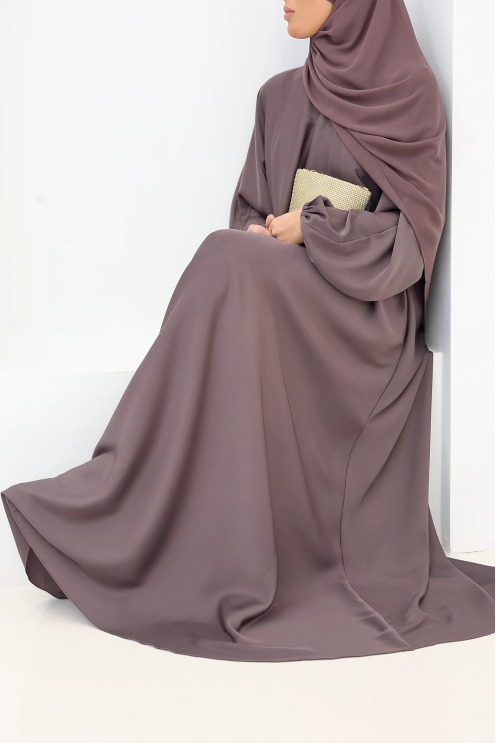 Satin Dubai Abaya Salma Rosy Brown | Neyssa