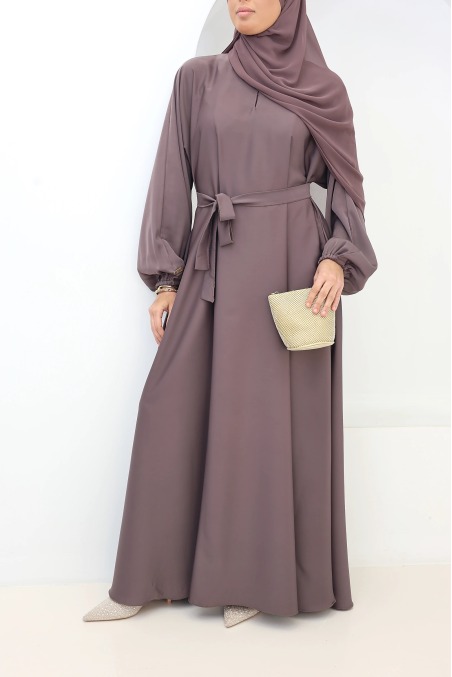 Salma Satin Dubai Abaya Rosy Brown | Neyssa