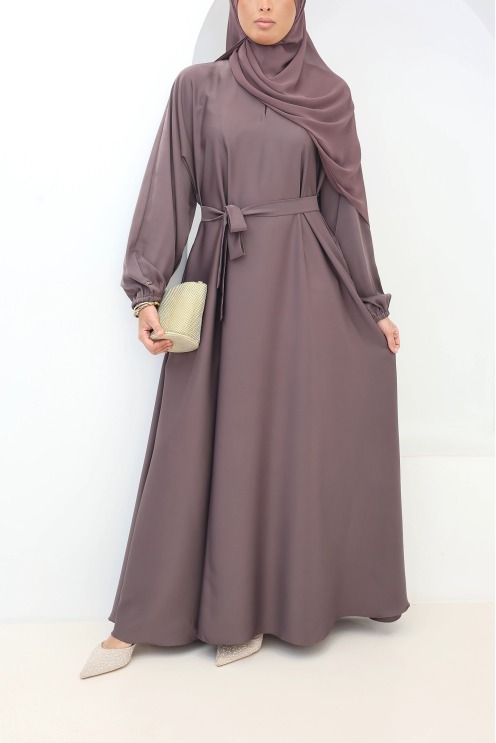 Abaya Dubaï satin Salma Rosy Brown | Neyssa