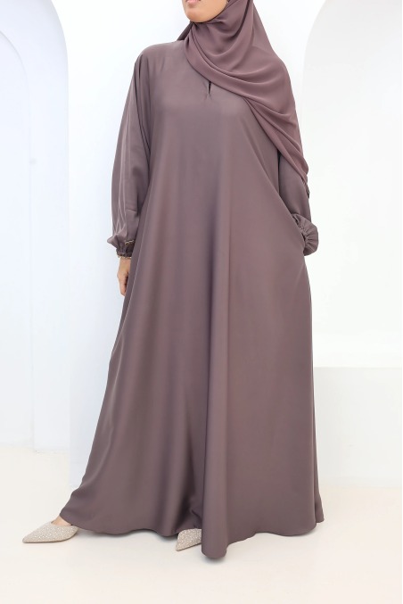 Abaya Dubaï satin Salma Rosy Brown | Neyssa