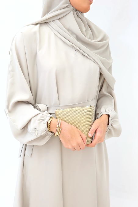 Salma Satin Dubai Abaya Greige | Neyssa
