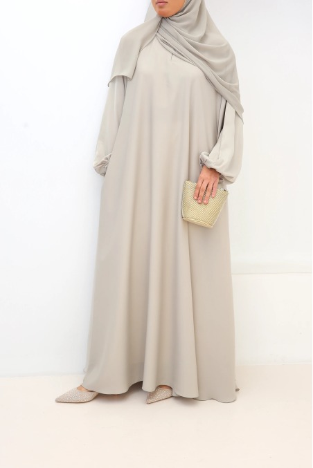 Salma Satin Dubai Abaya Greige | Neyssa