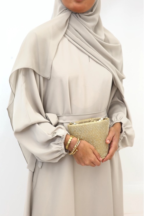 Abaya Dubaï satin Salma Greige | Neyssa
