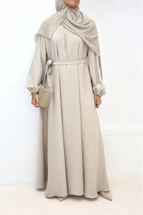 Abaya Dubaï satin Salma Greige | Neyssa
