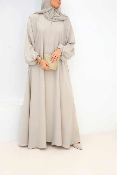 Abaya Dubaï satin Salma Greige | Neyssa