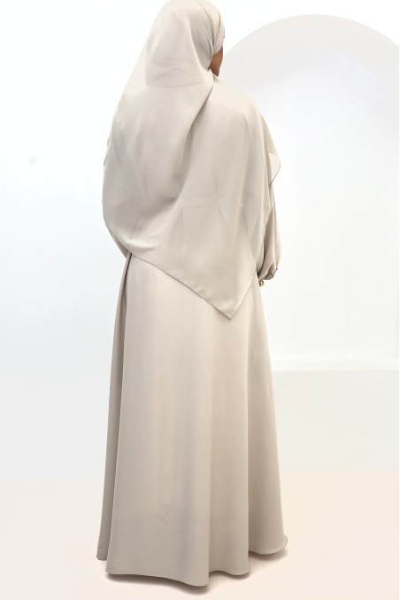 Salma Satin Dubai Abaya Greige | Neyssa