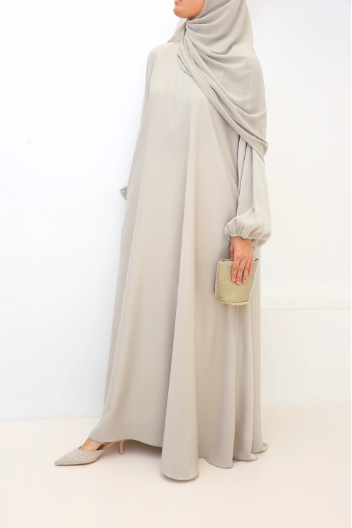 Salma Satin Dubai Abaya Greige | Neyssa