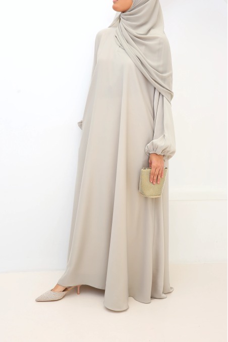Abaya Dubaï satin Salma Greige | Neyssa