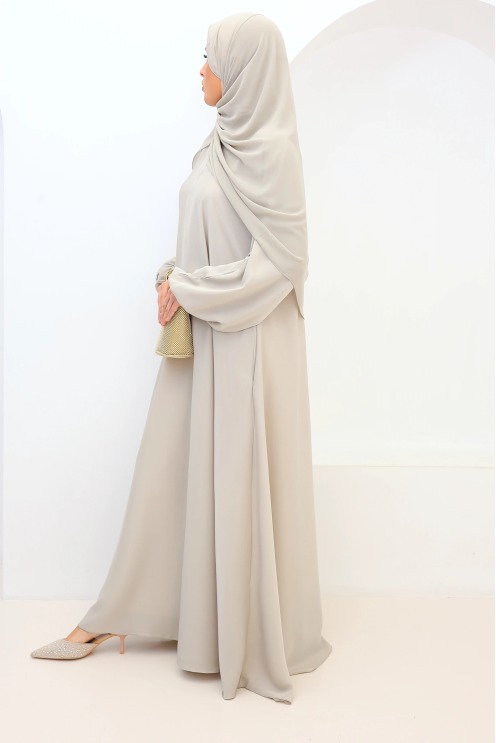 Salma Satin Dubai Abaya Greige | Neyssa