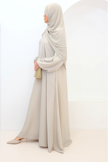 Abaya Dubaï satin Salma Greige | Neyssa