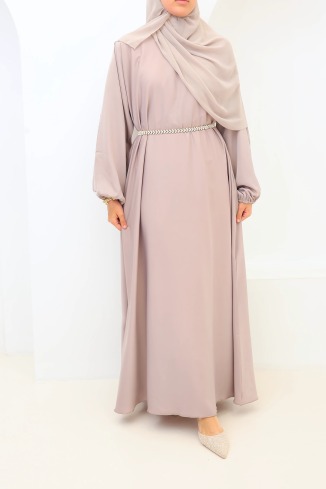 Salma Satin Dubai Abaya Pink Taupe | Neyssa 2