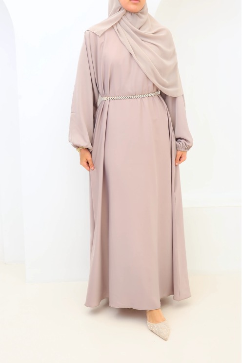 Salma Satin Dubai Abaya Pink Taupe | Neyssa