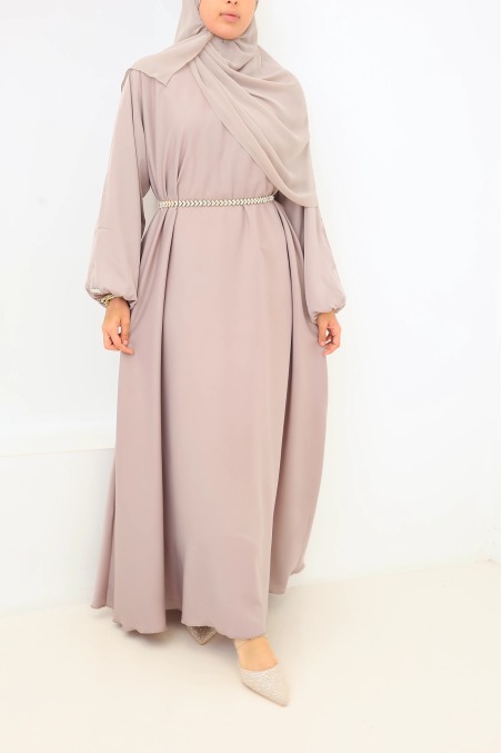 Satin Dubai Abaya Salma Rosé-Taupe | Neyssa