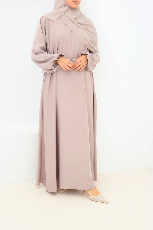 Satin Dubai Abaya Salma Rosé-Taupe | Neyssa