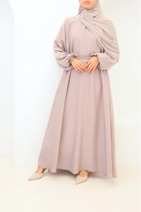 Salma Satin Dubai Abaya Pink Taupe | Neyssa