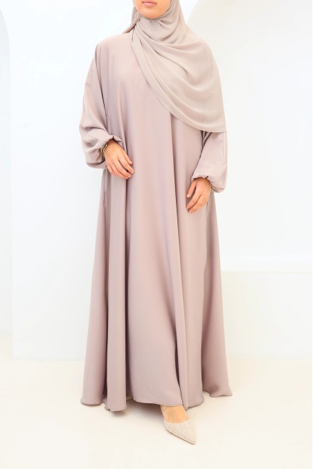 Abaya Dubaï satin Salma Taupe rosé | Neyssa