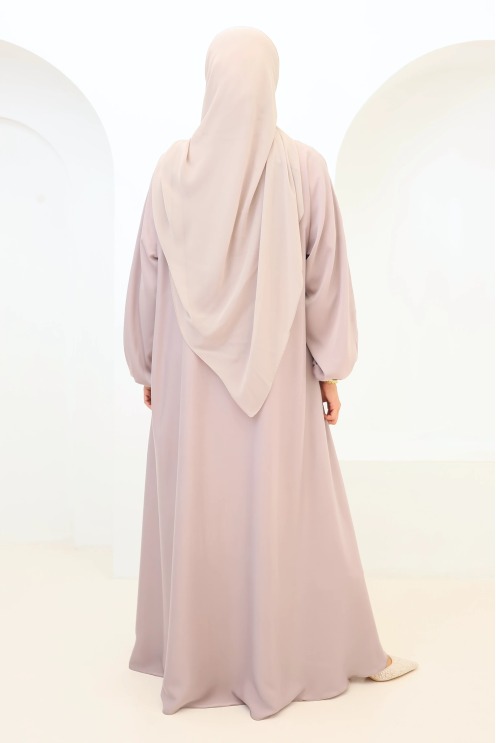 Abaya Dubaï satin Salma Taupe rosé | Neyssa
