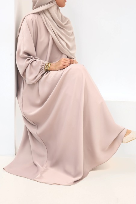 Satin Dubai Abaya Salma Rosé-Taupe | Neyssa