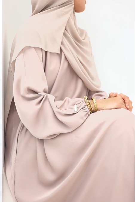 Abaya Dubaï satin Salma Taupe rosé | Neyssa