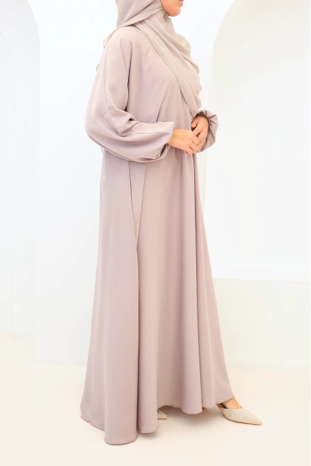 Abaya Dubaï satin Salma Taupe rosé | Neyssa