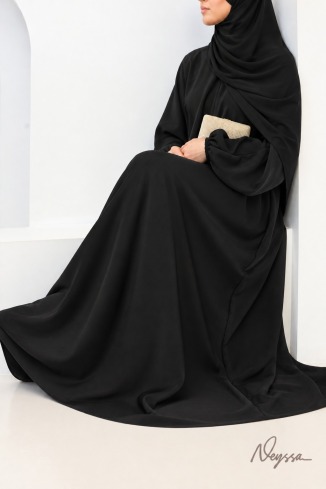 Satin Dubai Abaya Salma Schwarz | Neyssa