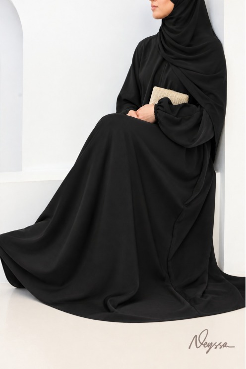 Salma Satin Dubai Abaya Black | Neyssa