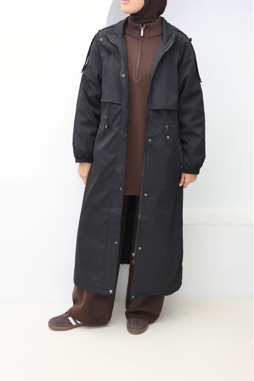 Women's Oslo Lined Parka Black, Detachable Hood | Neyssa