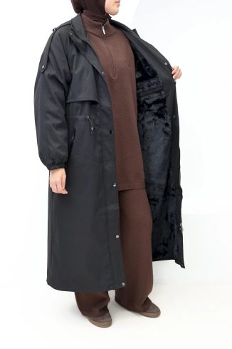Parka fourrée femme Oslo Noir, capuche amovible | Neyssa 2