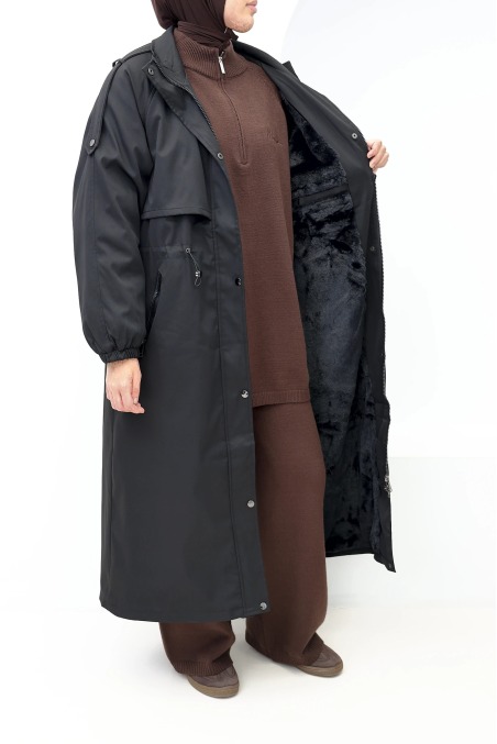 Damen-Parka Oslo Schwarz gefüttert, Hijab Mantel | Neyssa