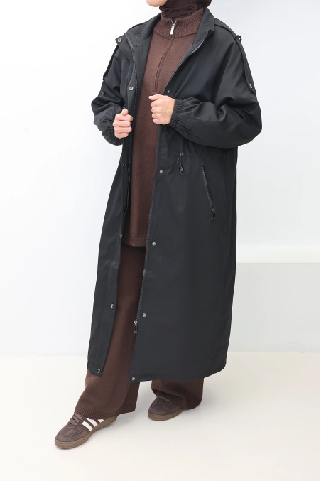 Parka fourrée femme Oslo Noir, capuche amovible | Neyssa