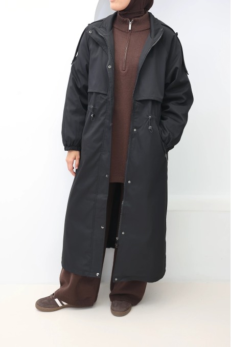 Women's Oslo Lined Parka Black, Detachable Hood | Neyssa
