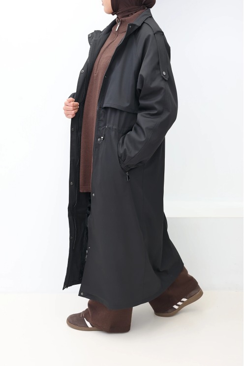 Women's Oslo Lined Parka Black, Detachable Hood | Neyssa