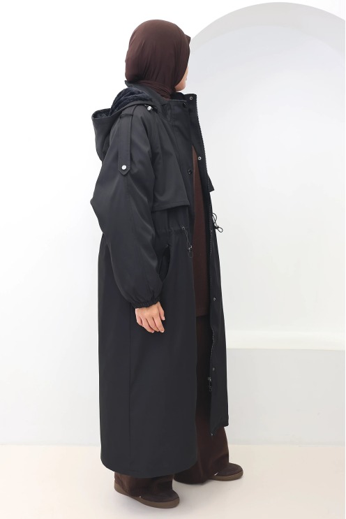 Women's Oslo Lined Parka Black, Detachable Hood | Neyssa