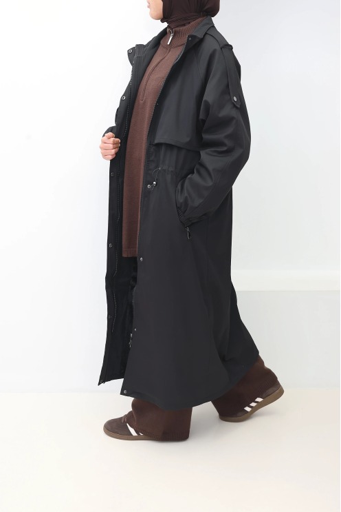 Parka fourrée femme Oslo Noir, capuche amovible | Neyssa