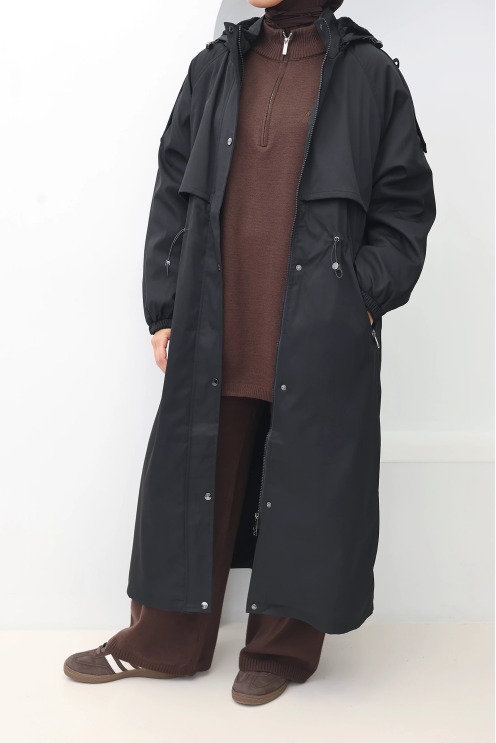 Parka fourrée femme Oslo Noir, capuche amovible | Neyssa