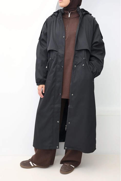 Parka fourrée femme Oslo Noir, capuche amovible | Neyssa