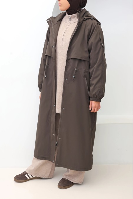 Women's Oslo Lined Parka Brown, Detachable Hood | Neyssa