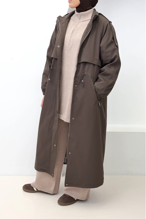 Women's Oslo Lined Parka Brown, Detachable Hood | Neyssa