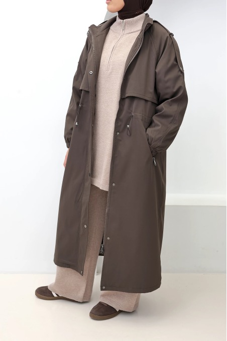 Women's Oslo Lined Parka Brown, Detachable Hood | Neyssa